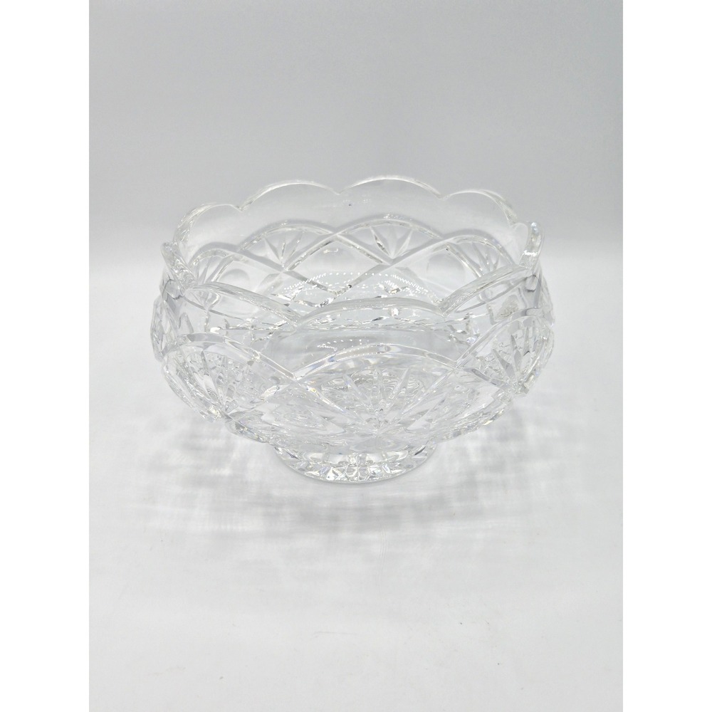 Crystal Bowl Candy Dish Cut Glass Scallopedโ Edge Clear Decorative Elegant